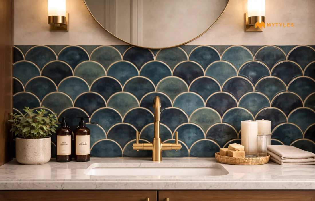 Fish Scale Pattern tile in Kitchen